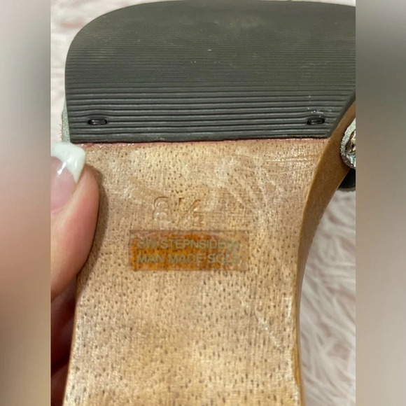 Bandolino Buckle Blue Brown Leopard Print Faux Fur Wood Clog Heels Women’s 8.5 - Picture 7 of 11